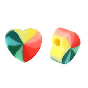 Polymeer kraal heart Multicolour