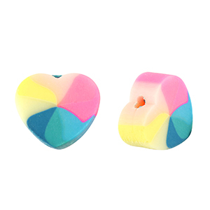 Polymeer kraal heart Multicolour