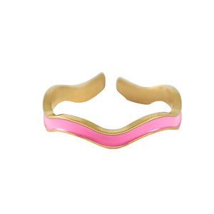 Ringen van Stainless steel Roestvrij staal (RVS) Gold-neon pink