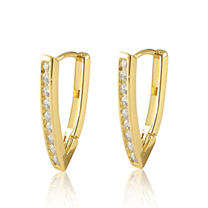 TQ metaal brass oorbellen creolen zirkonia Gold