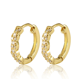 TQ metaal brass oorbellen creolen zirkonia Gold