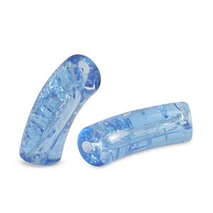 Acryl kralen tube crackle Carolina blue