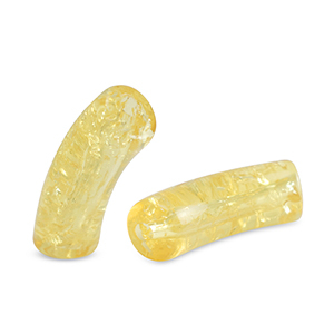 Acryl kralen tube crackle Freesia yellow