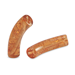 Acryl kralen tube crackle Copper brown
