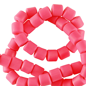 Polymeer kraal 6mm Neon pink