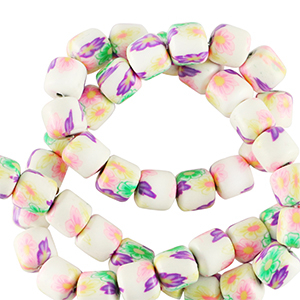 Polymeer kraal 6mm White-multicolour
