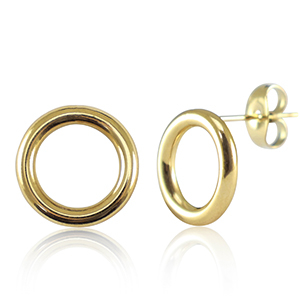 Oorbellen van Stainless steel Roestvrij staal (RVS) 12mm Goud