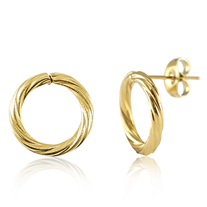 Oorbellen van Stainless steel Roestvrij staal (RVS) 14mm Goud
