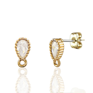 Crystal Glass oorbellen / oorstekers met oogje drop Crystal-gold