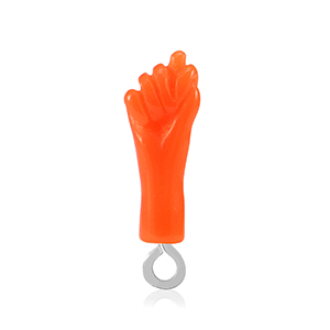 Hangers van resin "Mano Fico" Neon orange-silver