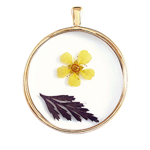 Gedroogde bloemetjes bedels Gold-yellow brown