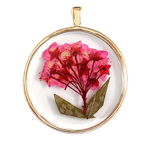 Gedroogde bloemetjes bedels Gold-pink green