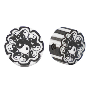 Polymeer kraal Yin & Yang 9mm Black-white