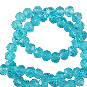 Facet kralen top quality disc 6x4mm Azure turquoise blue