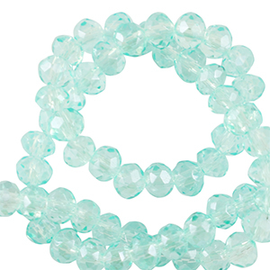 Facet kralen top quality disc 6x4mm Light turquoise blue
