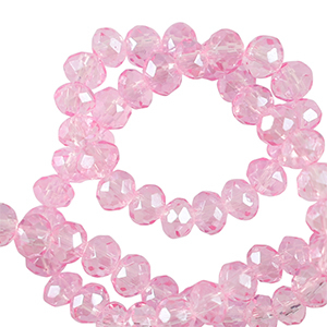 Facet kralen top quality disc 6x4mm Azalea pink