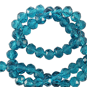 Facet kralen top quality disc 4x3mm Teal blue