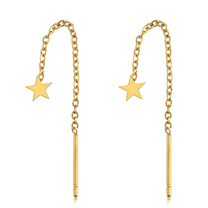 Oorbellen van Stainless steel Roestvrij staal (RVS) star Gold