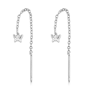 Oorbellen van Stainless steel Roestvrij staal (RVS) butterfly Silver