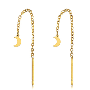 Oorbellen van Stainless steel Roestvrij staal (RVS) moon Gold