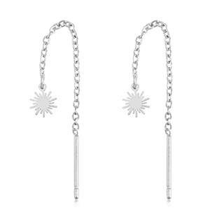 Oorbellen van Stainless steel Roestvrij staal (RVS) sun Silver