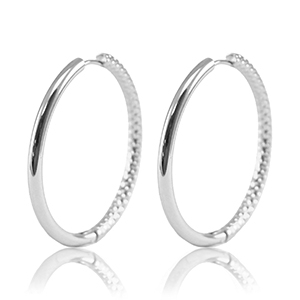 Oorbellen van Stainless steel Roestvrij staal (RVS) creolen reversible 36mm Silver