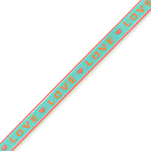 Tekstlint "love" Turquoise-orange