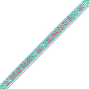 Tekstlint "amour" Dark turquoise-fuchsia