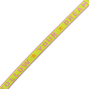 Tekstlint "follow your dreams" Paisley purple-lime green