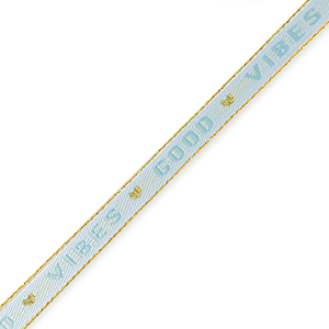 Tekstlint "good vibes" Ice blue-gold