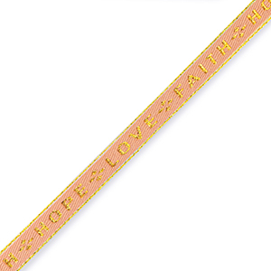 Tekstlint "love faith hope" Coral red-gold