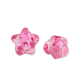 Acryl kralen star Magenta pink transparent