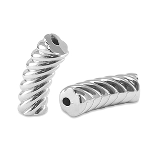 Acryl kralen tube twisted Silver