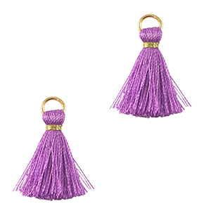 Kwastje 2cm Gold-paisley purple