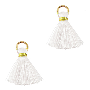 Kwastje 2cm Gold-white
