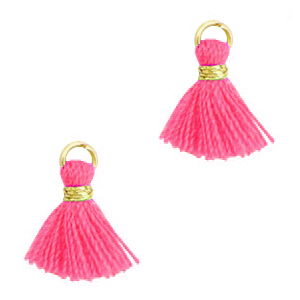 Kwastje 1.2cm Gold-fuchsia neon pink