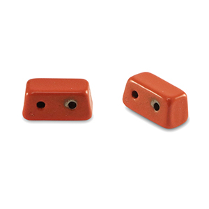 Tile bead rectangle Coral red
