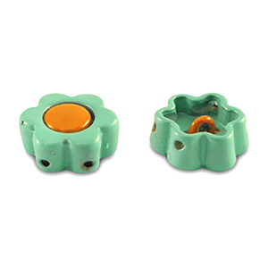 Tile bead flower Turquoise-orange