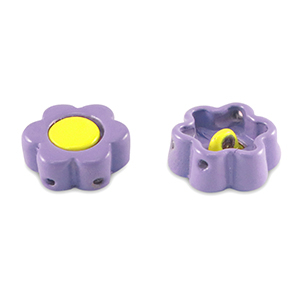 Tile bead flower Paisley purple-yellow