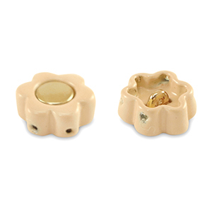 Tile bead flower Apricot beige-gold