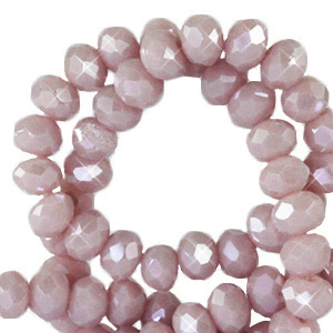 Facet kralen top quality disc 3x2mm Soft rose ash-pearl shine coating