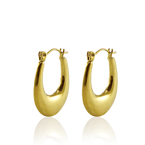 Oorbellen van Stainless steel Roestvrij staal (RVS) creolen oval Gold