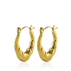 Oorbellen van Stainless steel Roestvrij staal (RVS) creolen oval Gold