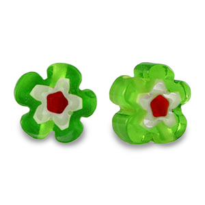 Millefiori glaskralen flower Spring green