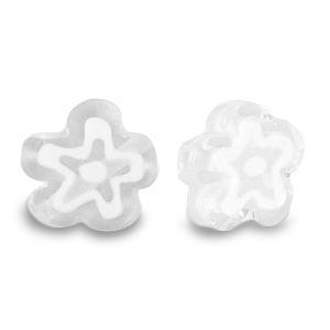 Millefiori glaskralen flower Transparent-white
