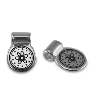 Metaal schuivers DQ flower Antiek zilver (nikkelvrij)