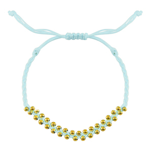 Hippe armbanden stainless steel beads Mint blue-gold