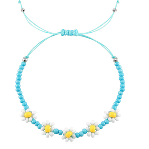 Hippe armbanden flower Blue-white