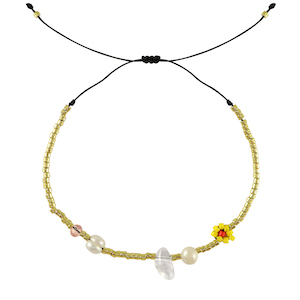 Hippe armbanden mixed beads Yellow-pink-gold