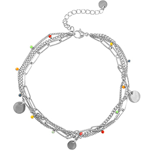 Enkelbandjes van Stainless steel Roestvrij staal (RVS) coins Silver-multicolour